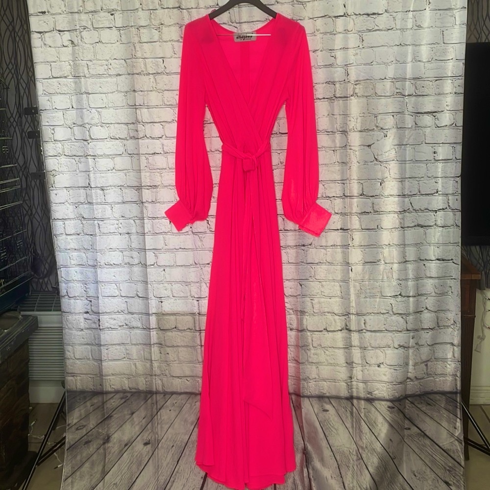Meghan LA, size small, neon pink, worn once, length 58”